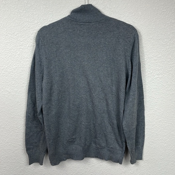 Gap Quarter Zip Windowpane Plaid Sweater Preppy Academia Gray Sz L - Picture 4 of 12